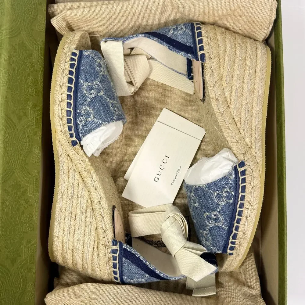 Gucci Pilar Denim Wedge Heel  - Women’s 7 - Picture 2 of 8